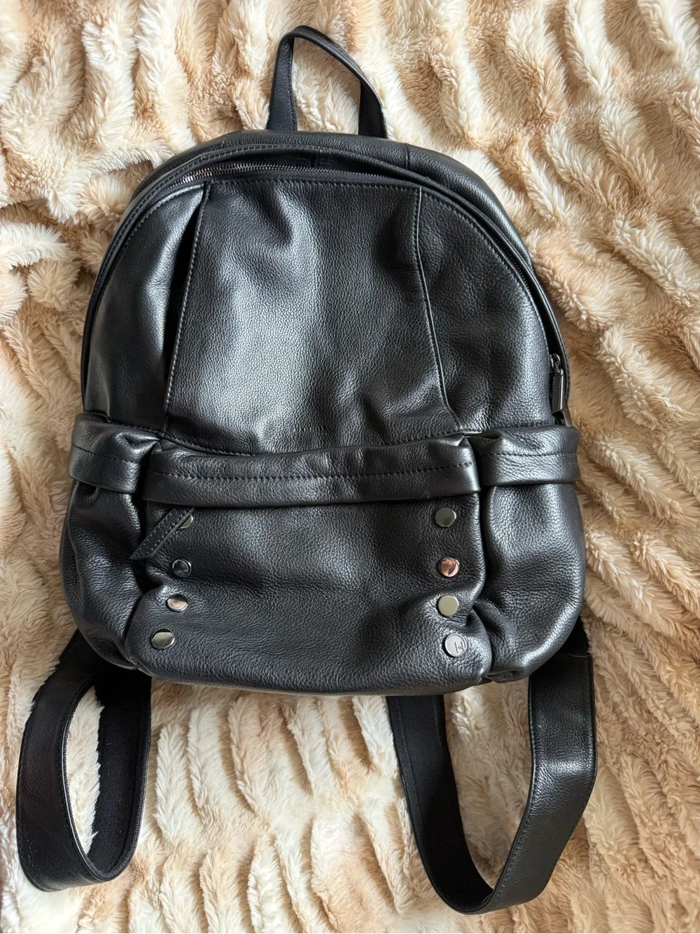 Hammitt Large Hunter Leather Backpack Black/Gunmetal